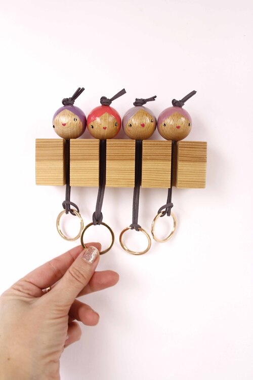 (image pour) Porte Clés Mural 4 Personnes Personnalisé